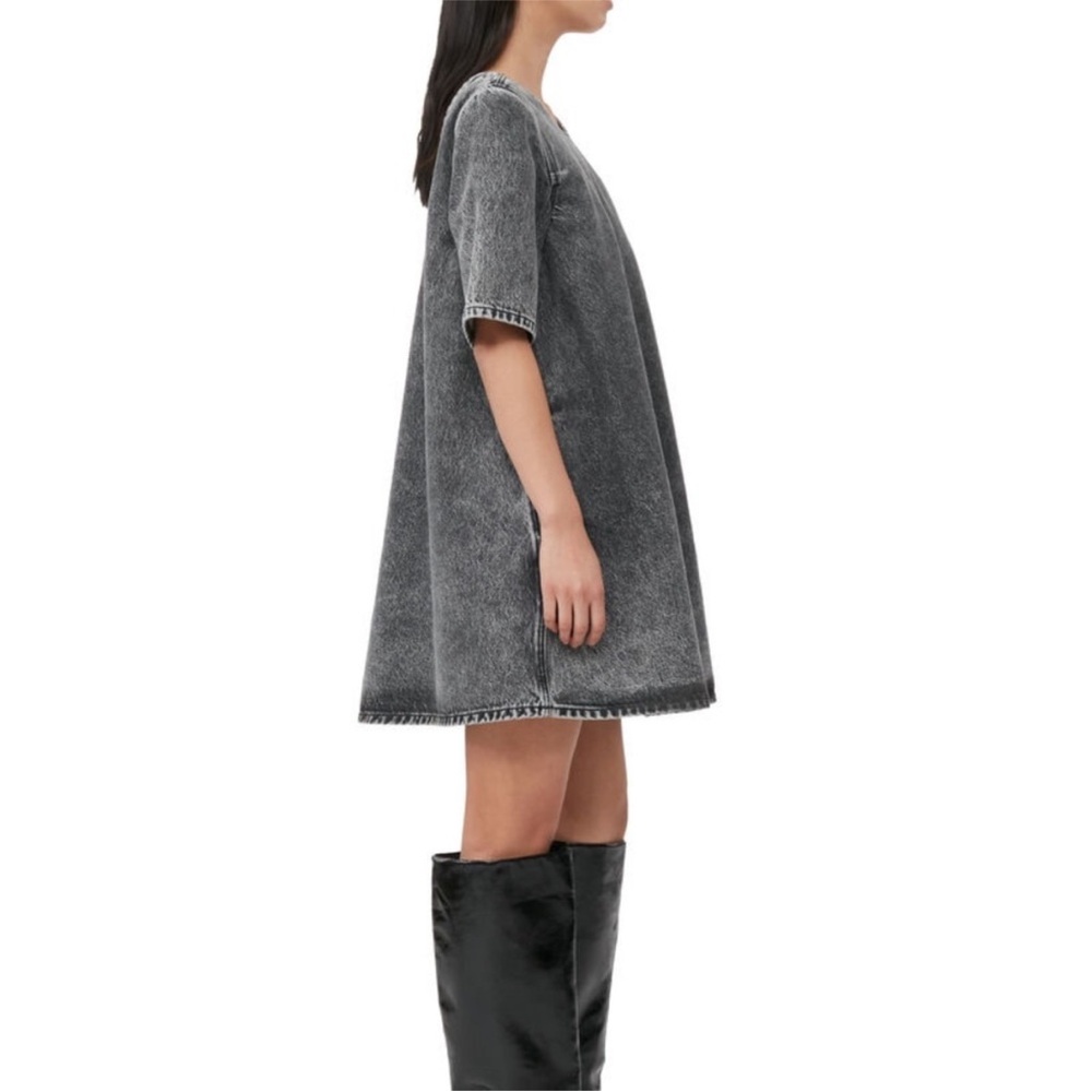 NWOT Ganni Dark Wash Scoop Back Denim Mini Dress